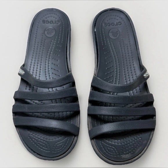 Crocs Women's Strappy Rhonda Wedge Slip On Dress Casual Sandals 14706 Size 6 - Picture 2 of 11